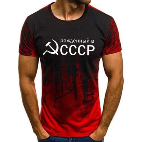 New Mens T-Shirt Summer CCCP Russian T Shirts Men USSR Soviet Union Man Short Sleeve Tshirt Moscow Mens Tees O Neck Tops XXS-6XL