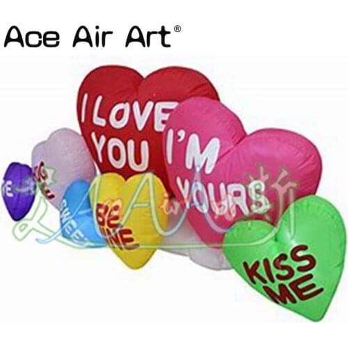 Custom 5m long colorful inflatable love heart with 8 love combinations heart ballon for Wedding/Event/Valentines Day decoration