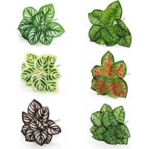 Artificial Plant Plastic Tortoise Leaf Apple Leaf Green Plant Accessories Party Wedding Decoration Potted Artificial Flowers