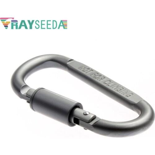 Rayseeda 8CM Aluminium Alloy D-Shape Camping Carabiner High Quality Silver Climbing Carabiners Lock Hook Clip Mountaineer Buckle