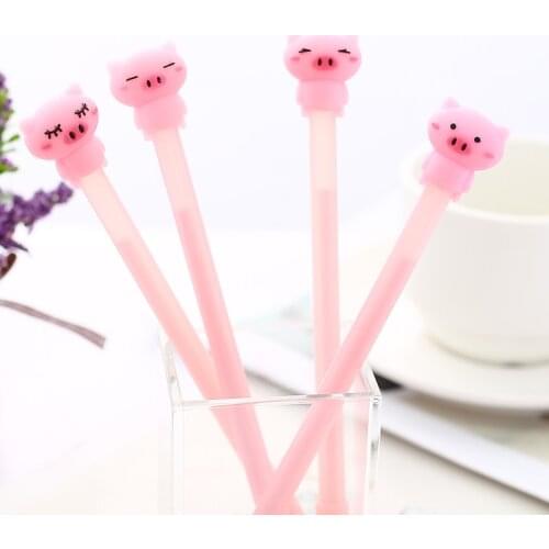 Cool Cute Kawaii Pink Pig Gel Pen Creative Stationery Kawai Office Accessory Back to School Stationary Supply Thing Material Kit