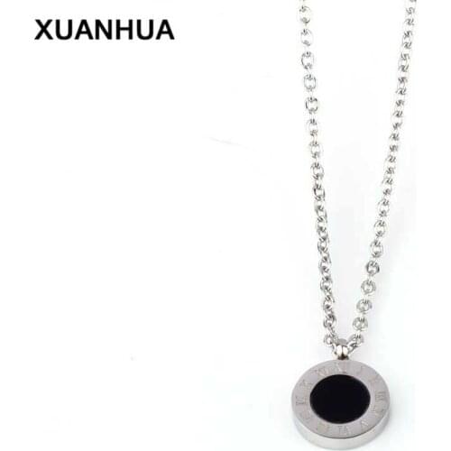 XUANHUA Stainless Steel Women Fashion Jewelry Accessories Necklace Jewellery Chocker Valentines Day Gift Black Shell Necklace