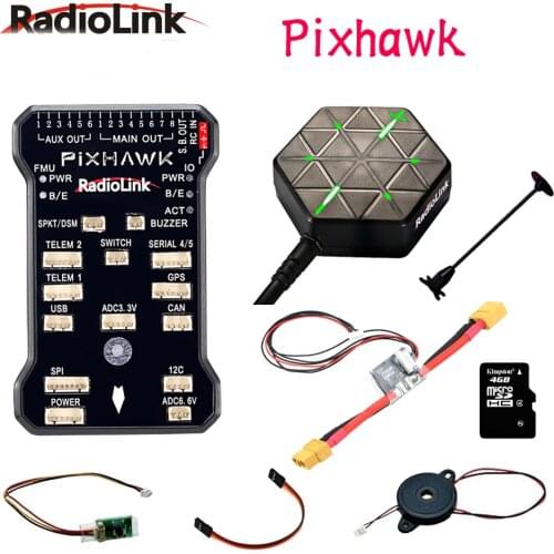 Radiolink Pixhawk PIX PX4 Flight Controller 32bit STM32F427 With GPS Holder M8N GPS Buzzer 4G SD Card Telemetry Module Mounting