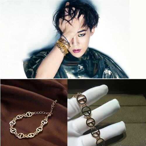 KPOP G-Dragon Metal Bracelets Gold Women Jewelry Kwon Ji Yong Peaceminusone JH40