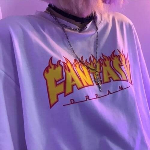 Kuakuayu HJN Flame Fire Music Note Fantasy Flame Street Fashion Concert Short T-shirt Tshirt Masculinas Underwear Top Tee Top