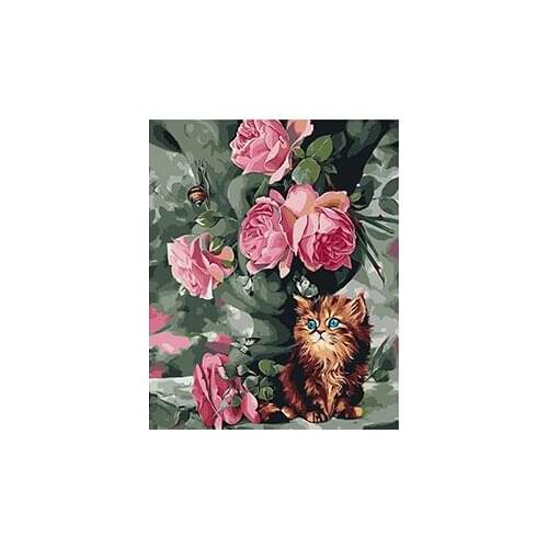 MaHuaf-W770 cat flower Painting by numbers DIY oil digital canvas painting wall pictures for living room