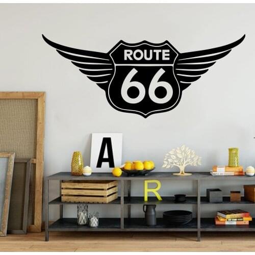 Route 66 Sign Wing Wall Car Laptop Decal Garage Compute Fly Route 66 Number Road Car Window Wall Sticker Vinyl Decor