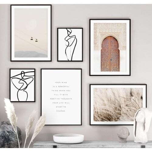 Morocco Door Abstract Line Body Art Farm Plant Nordic Posters And Prints Wall Art Canvas Painting Wall Pictures For Living Room
