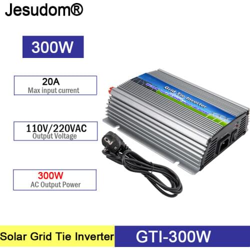 MPPT 300W Solar Micro Grid Tie Inverter with Pure Sine Wave DC 10.5-28V to AC110/220V 50/60HZ On-Grid Solar Inverter