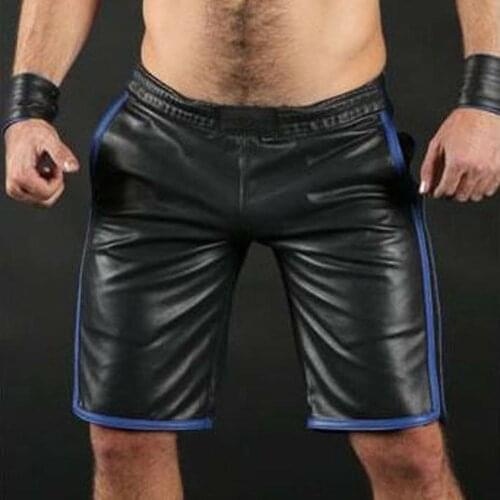 Mens Sports Short Pants Boxer Casual Real Black Soft Leather Gym Boxers Soft Black Pant Fitness Jogging Workout Boxershorts Men