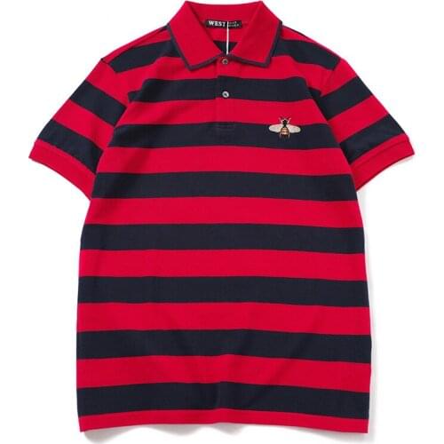 High New Novelty 2021 Embroidered Bee Striped Collar UFO crown Casual Polo Shirts Shirt Skateboard Cotton Polos Top Tee 044