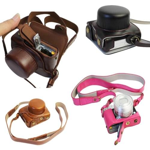 New Luxury PU Leather Camera case Video Bag for Nikon 1 J5, 1J5 10-30mm lens High Quality With Strap Open Battery
