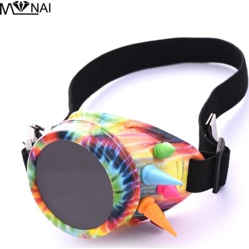 Steampunk Eyewear Rivet One-eyed Goggle Glass Welding Gothic Colorful Cosplay Rivet Goggle Vintage Halloween Party Accessories