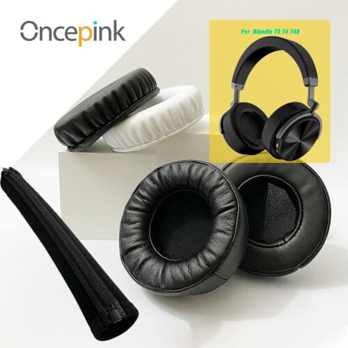 Oncepink Replacement EarPads Headband For Bluedio T5 T4 T4S Headphone Ear Cushion Cover Repair Parts Earphones Accessories