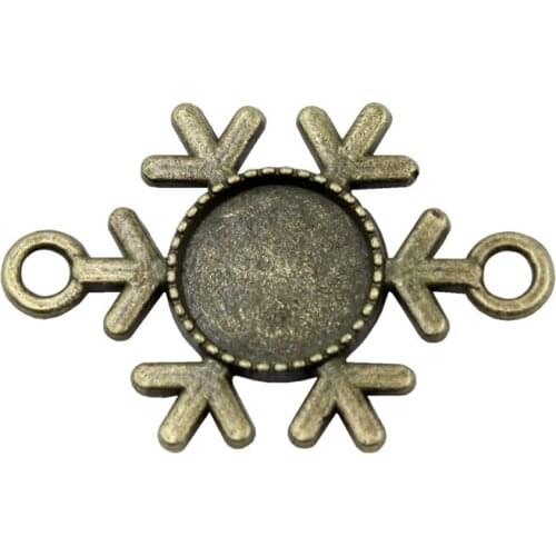 Fit 12mm Cabochons Snowflake Summer Fashion Cameo/Glass Frame bezel Settings Tray blank DIY Accessory Making 10pcs/lot K04506