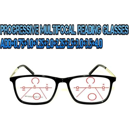 Progressive Multifocal Anti Blu Light Reading Glasses Black Frame Men Women High Quality +1.0 +1.5 +1.75 +2.0 +2.5 +3 +3.5 +4