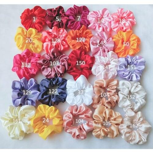 120PC/Lot 2019 New Fashion women lovely satin Hair bands bright color Silk hair scrunchies girls hair Tie Accessories Ponytail