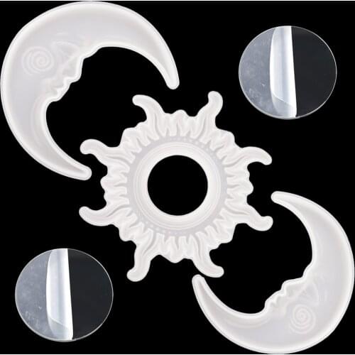 DIY Sun Moon Silicone Casting Mold Mirror Epoxy Resin Mould For Epoxy Crystal Resin Craft Home Decoration