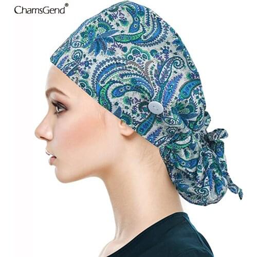 New Scrub Nurse Hat Surgicals Cap Floral Bouffant Cap Fashion Multicolor Nurse Scrub Cap Adjustable Pet Shop Chef Work Hat