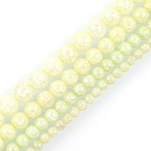 15"Strand Light Green Round Cracked Crystal Stone Beads Loose Spacer Beads For Jewelry Making Bracelet Neck 6-12mm