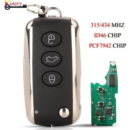 Kutery Smart 3+1 Button Remote Key Fob ASK 315Mhz/434Mhz ID46 for Bentley Continental GT GTC Flying Spur