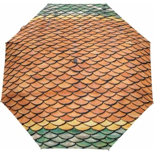 Chinese Style Vintage Bricks Pattern Umbrella Fully-automatic Three Folding Umbrella Male/Female Commercial Windproof Paraguas