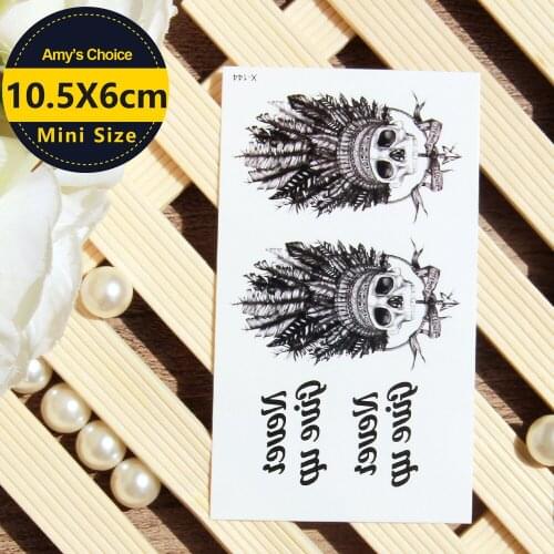 Waterproof temporary 3d tattoo Sticker body art fake cool stuff tribal feather headdress Skull for men women