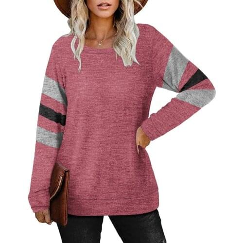 O Neck Stripe Patchwork Long Sleeve Casual Streetwear T Shirt Women Loose Plus Size Beach Daily Holiday Tops Tee Shirts