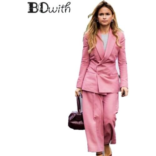 Custom Made Pink 2 Piece Set (Jacket+Vest) Women Elegant Pants Suits Ladies Business Pant Suits Formal Office Suits