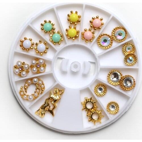 1 Box Mixed Alloy Bead Stickers Flatback Nails Art Diamond For Decorations Beads Fit Embellishments of Fabric Garment