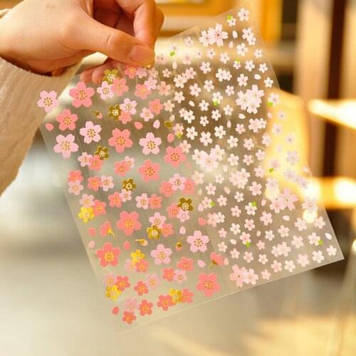 1 Sheet Japan Style Sakura Oriental Cherry Blossom Diary Deco Scrapbooking PVC Material Masking Sticker Kids Girls Toys Stickers