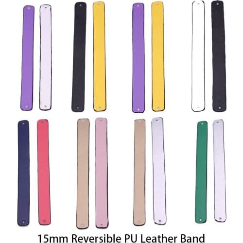 1/piece 15mm Leather Band Interchangeable Reversible Stainless Steel Leather Accessory Jewelry Personalized Women Bangle 2020