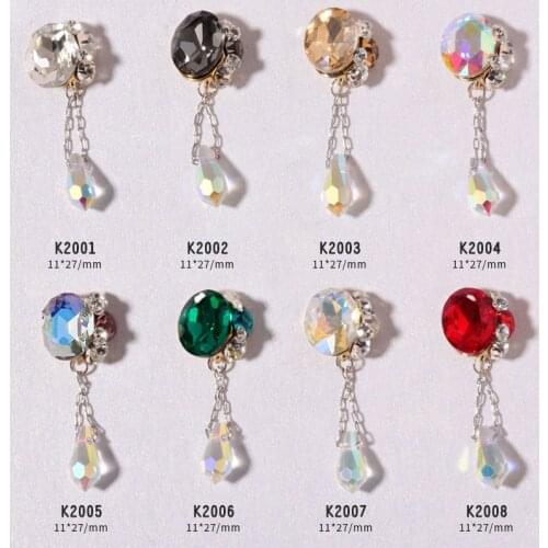 1PCS Glass Nail Alloy Pendant Tassel 3D Nail Art Decorations Luxury Diamond Crystal Nail Tips Jewerly Decorations New Hot