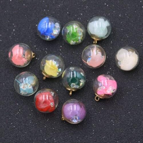 10Pcs 11color 16mm Transparent Glass Bottle Beads Flower Charm Pendant Jewelry Necklace Earrings Made Of Materials Found In Box