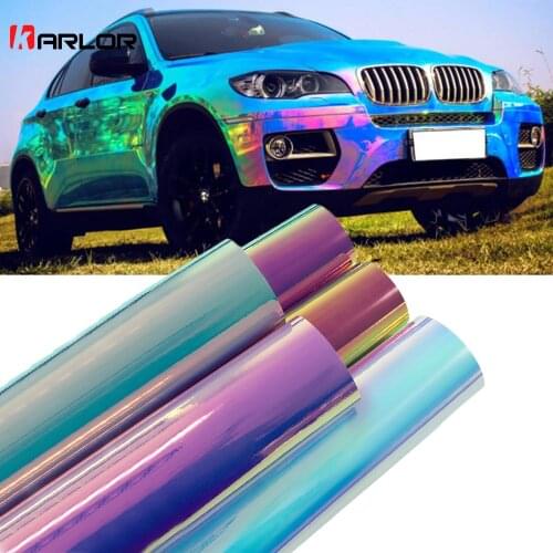 10cmx100cm Holographic Rainbow Chrome Car Stickers Laser Plating Car Body Wrap Vinyl Film DIY Automobiles Car Styling Decaration