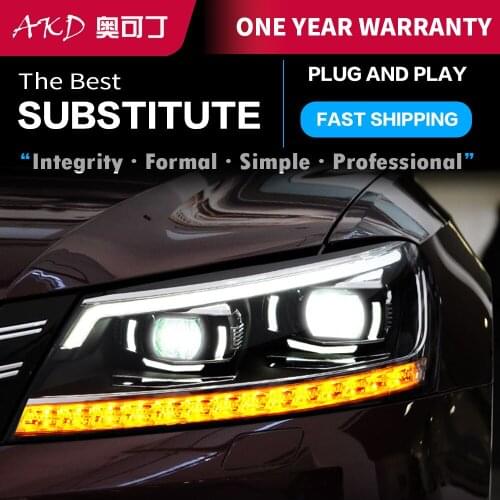 AKD tuning cars Headlight For VW Passat B7 US Verson Headlights LED DRL Running lights Bi-Xenon Beam Fog lights angel eyes Auto