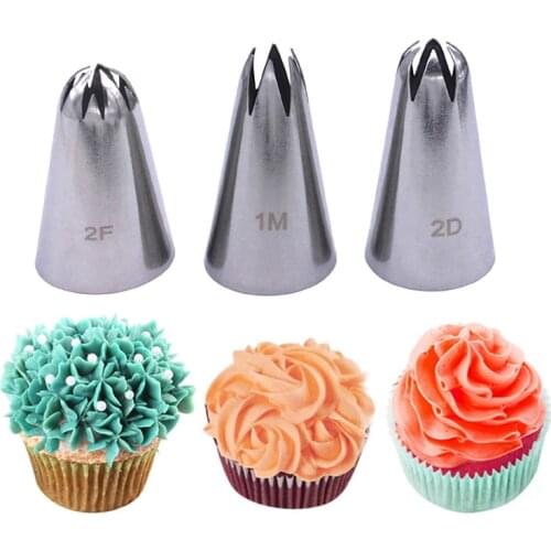 3 pcs/set Icing Piping Nozzles Fondant Cake Decorating Pastry Tip Set Cupcake Tools Bakeware