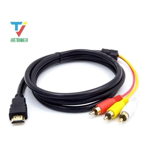 300pcs/lot Wholesale1.5M 1080P HDMI to 3 RCA Cable HDMI to AV Male Adapter Audio Video Cable for DVD HDTV STB hdmi to 3RCA cable