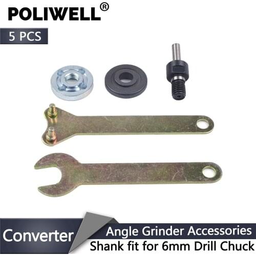 POLIWELL 5PCS 6mm Electric Drill Converter Spindle Adapter Angle Grinder Polish Connecting Rod for Grinder Cut Off Wheels