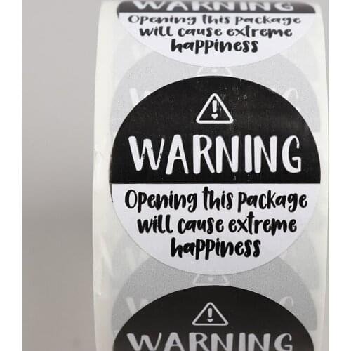500pcs Black And White Adorable Warning Sticker Labels Extreme Happiness Labels For Packaging Bags