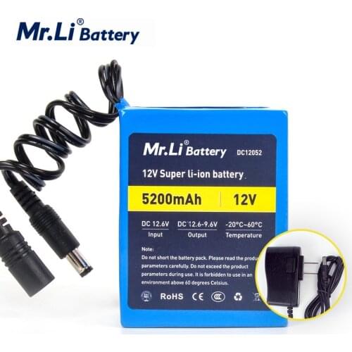 Mr.Li Recargable 12V 5200mah Battery Pack Lithium-ion 18650 Battery Pack For CCTV camera With 1A Charger