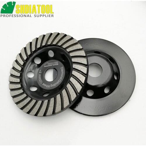 SHDIATOOL 2pcs 5inch Diamond Turbo Row Grinding Cup Wheel 125mm grinding disc For concrete Masonry construction mater