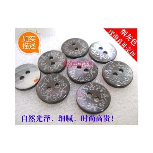 Free shipping 10pcs/lot 2-holes real shell buttons Light grey silk knit shirt buttons 14mm
