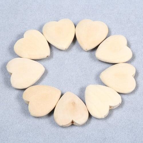20-40mm Natural Unfinished Heart Love Wood Beads with Hole For DIY Necklace Making Wooden Charms Kids Necklace Jewelry Findings