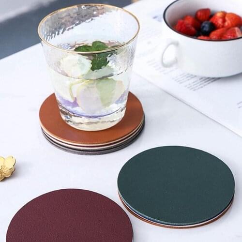 Grey Black PU Placemats for Table Waterproof Non-Slip Leather Place Mat Set Kitchen Accessories Christmas Coaster Cup Wine Mat