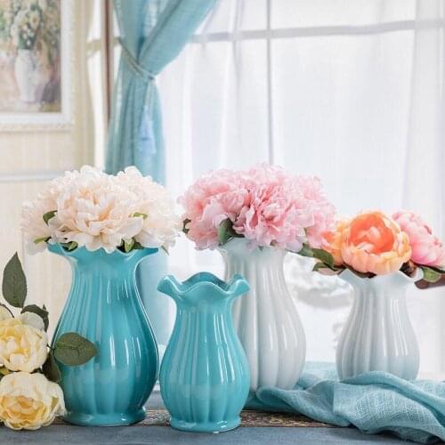 Flower Vase Modern Minimalist Macarons Color European 20cm Style Fashion Handmade Ceramic art Lovely for Home Wedding Decor G006