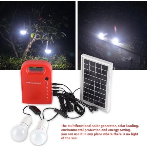Energy saving Home Outdoor Solar Energy USB Charging 2 LED Bulbs Power Generation Lighting System Solar Home System