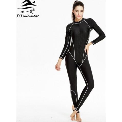 Hot New High Quality Zipper Long Sleeves Surfing Women One Pieces Swimwear Solid Snorkeling Swimsuit Hot Sport Bathing Suit