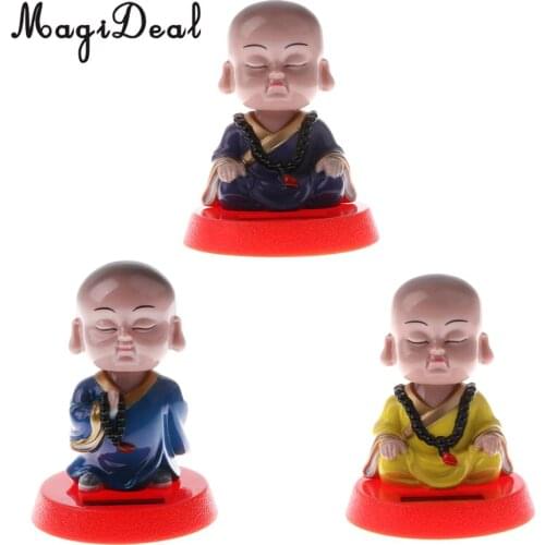 MagiDeal Top Quaity Solar Powered Bobbling Toy Shaking Head Monk for Home Office Desk Car Ornament Birthday Present 3Kinds