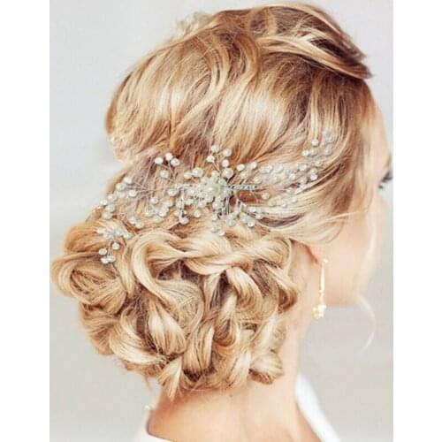 Simulated-pearl Beautiful Wedding Dress Hair Accessories Headpiece Crystal Hair Comb Clips For Women Bridal Headdress